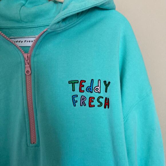 Teddy Fresh I Need A Hug Quarter Zip Hoodie Sweatshirt Pullover Size L Large - Picture 14 of 16